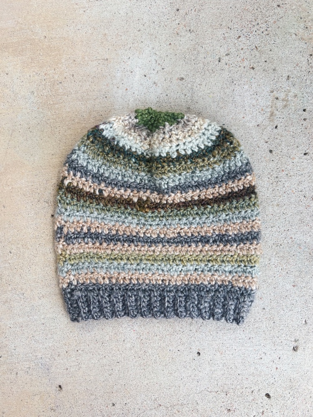 Handmade Crocheted Slouchy Beanie in Beige, Grey, Green, Blue, and Brown